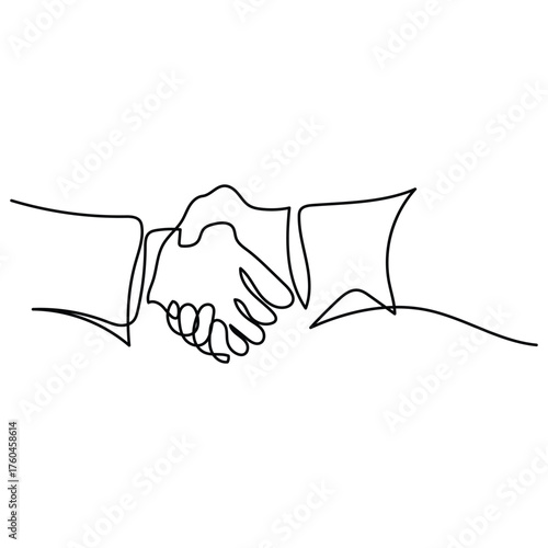 continuous line deal logo design shaking hands