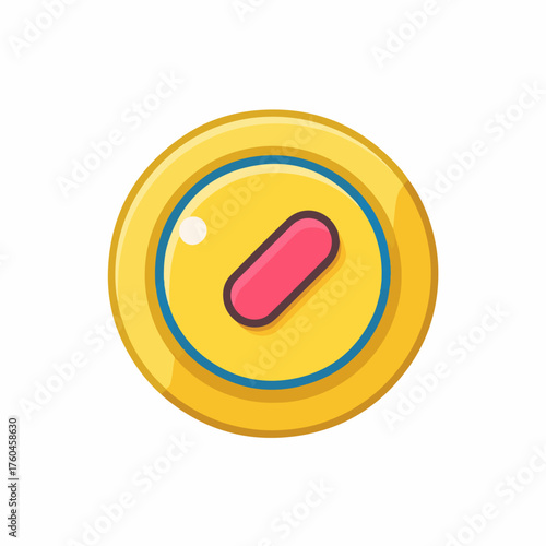 Colorful Pause Button Flat Vector Icon
