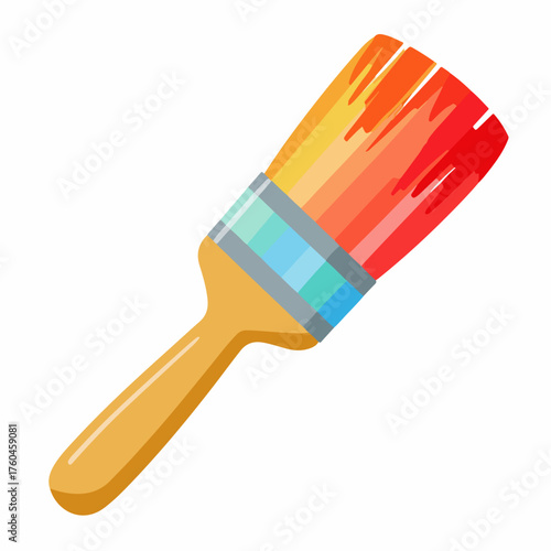 Vibrant Paintbrush Icon in Flat Design