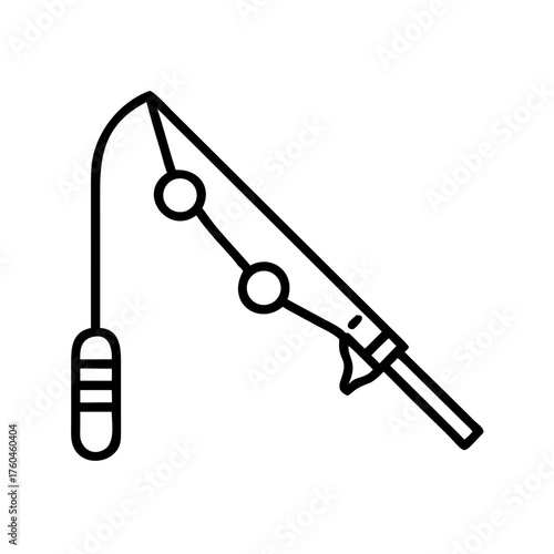 Fishing rod with floating bobber in minimalist line art style  