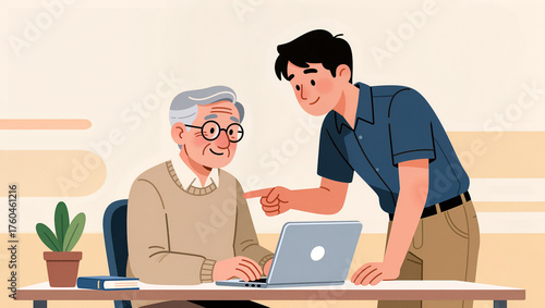Two people share a moment of learning while using a laptop together