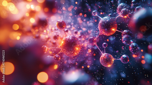 Abstract Molecular Structure with Colorful Light and Depth Effects