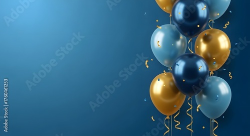 Gold and Blue Celebration Balloons Festive Background