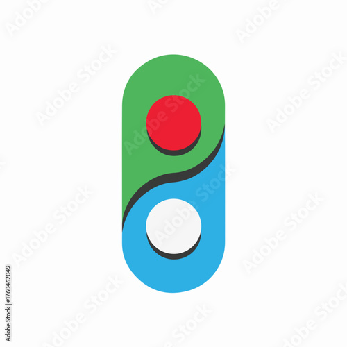 Colorful Pause Button Flat Vector Style