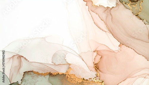 Pale Taupe and Gold Abstract Fluid Art Background