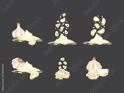 garlic cartoon aroma raw ingredient organic nature asian diet herb object seasoning plant background