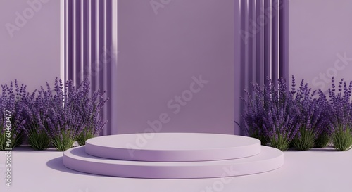 Lavender Podium Display Purple Minimalist Background
