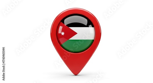 Free Download Glossy 3d Map Pin with Jordan Flag on White Background - GFXLoad