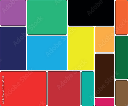 An arrangement of various rectangular color blocks in a grid pattern