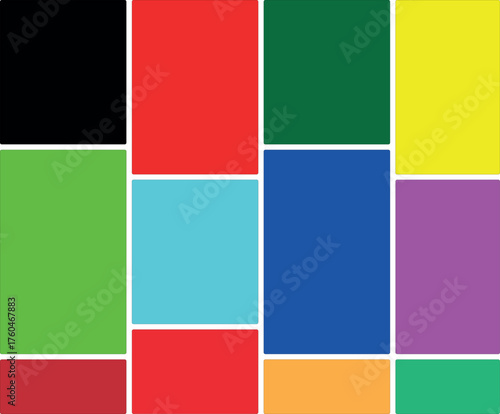 A colorful arrangement of rectangles showcasing a vibrant spectrum of hues