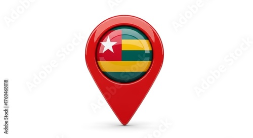 Free Download Togo Flag Map Pointer with Glossy 3d Rendering on White Background - GFXLoad