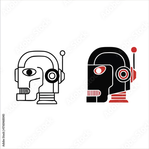 Robot Head Icon Design Artificial Intelligence Concept.
