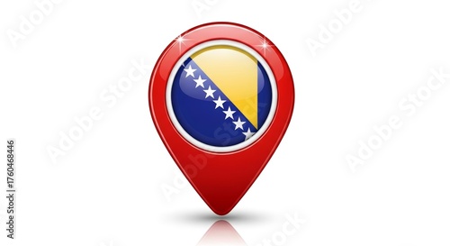 Free Download Bosnia and Herzegovina Flag on a Glossy Red Location Pin Icon - GFXLoad