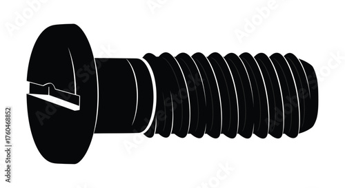 A simple black and white illustration of a single slotted screw
