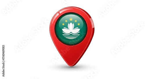 Macau Flag on Glossy Red 3d Map Pin Icon Against White Background Free Download Macau Flag on Glossy Red 3d Map Pin Icon Against White Background - GFXLoad