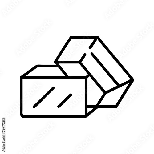Two rectangular ice cubes in simple line art style  