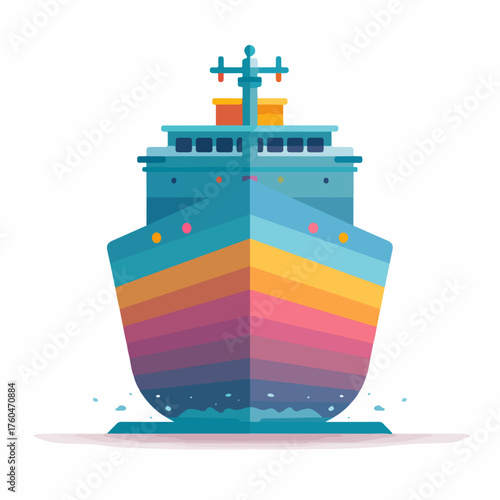 Colorful Ship Icon in Flat Style