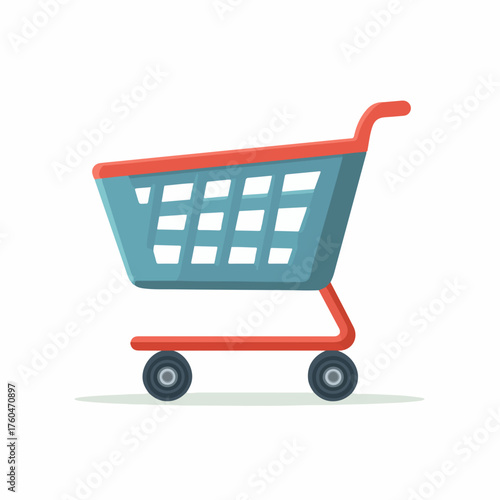 Sleek Shopping Cart Flat Vector Icon
