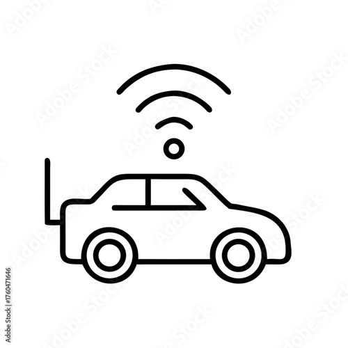 Car with wireless signals above in minimalist design  
