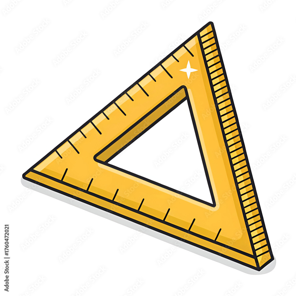 Obraz premium vector cartoon yellow triangle ruler icon isolated
