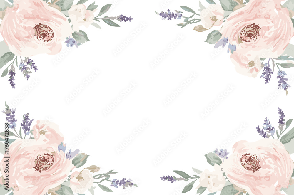 Fototapeta premium Blush Floral Watercolor Bundle