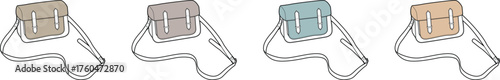 A collection of four colorful satchel bags, showcasing variety in style and hue
