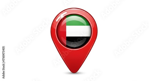 Free Download Glossy Red Map Pointer Icon with United Arab Emirates Flag - GFXLoad