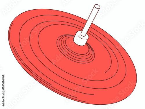 Spinning top illustration with red disk and white handle evoking childhood memories and fun playtime activities for children young and old