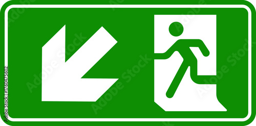 Emergency Exit Icon. Running man emergency fire exit sign. Exit emergency arrow sign vector image, vector symbol. Fire exit keep clear sign showing a running person on transparent background.