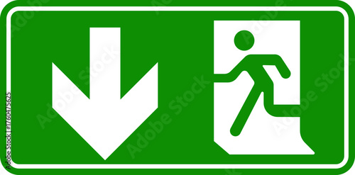 Emergency Exit Icon. Running man emergency fire exit sign. Exit emergency arrow sign vector image, vector symbol. Fire exit keep clear sign showing a running person on transparent background.