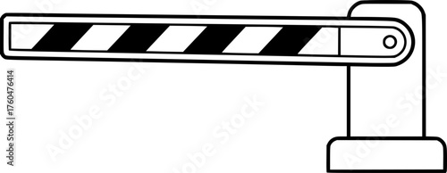 a black and white illustration of a boom barrier with a striped arm