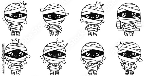 Charming cartoon mummy collection for Halloween projects and spooky season designs