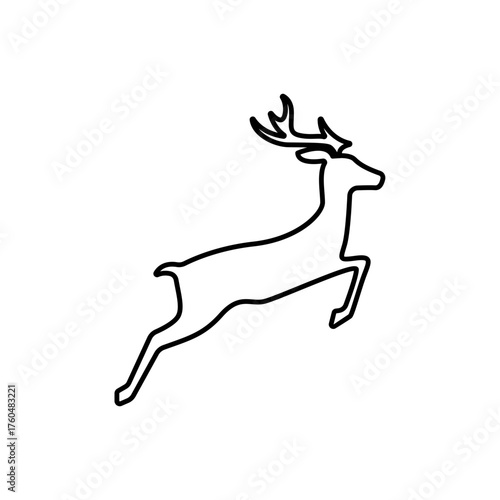 Outline christmas reindeer animal holiday line art icon
