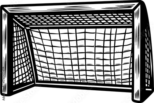 Soccer Goal: A detailed illustration of a soccer goal, showcasing the classic net and frame design, ready for action on the field.