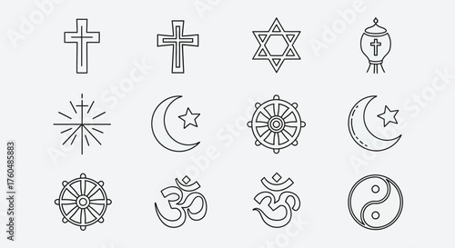 Diverse religious symbols collection showcasing unity and spiritual diversity representations