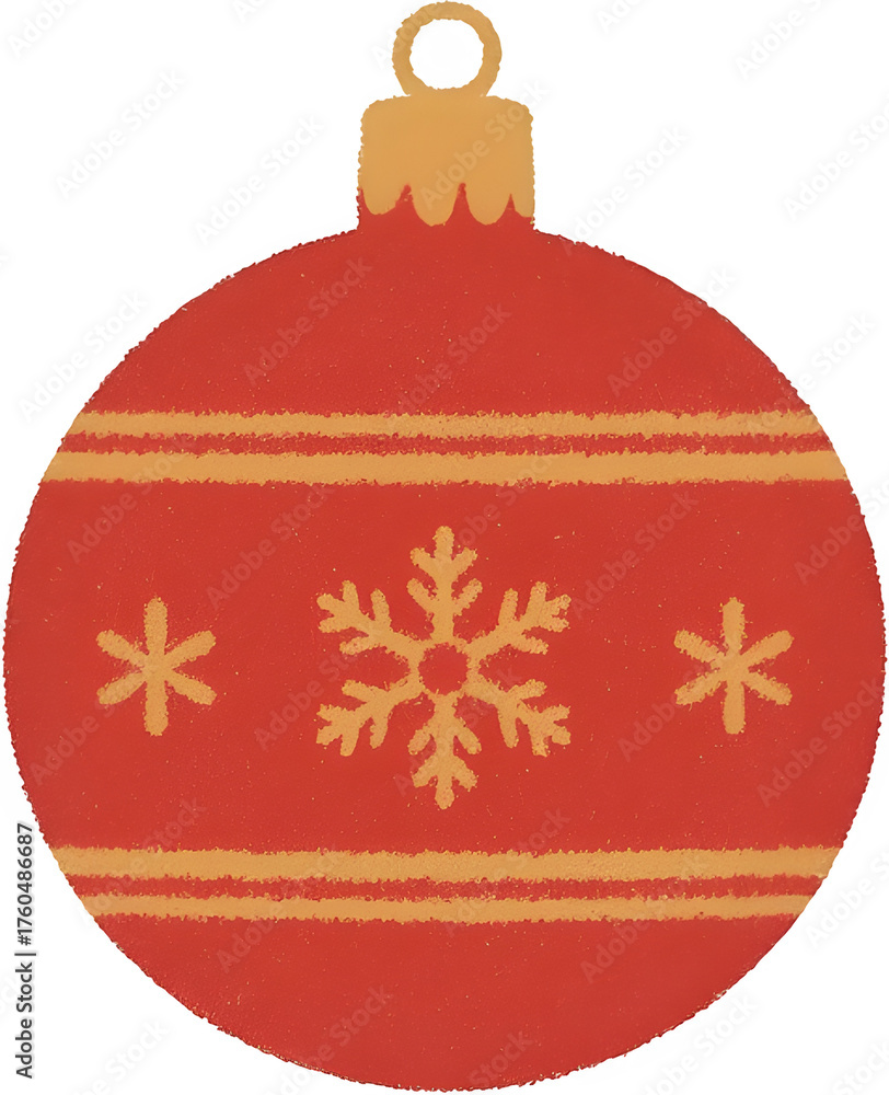 Obraz premium 빨간색크리스마스볼장식_금색눈꽃무늬