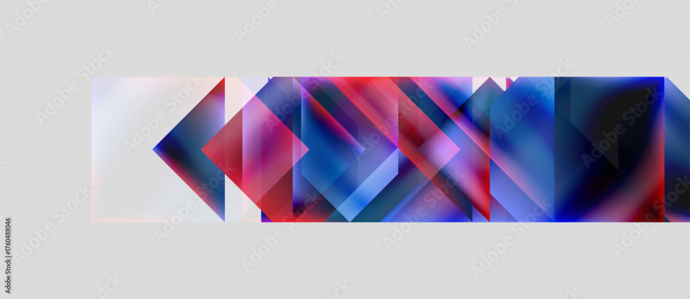 Fototapeta premium Abstract geometric shapes, vibrant colors, blue, red, white. Modern design, dynamic composition, clean lines, digital art.