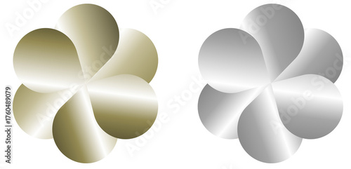 Elegant Metallic Gold and Silver Abstract Swirl Design Elements