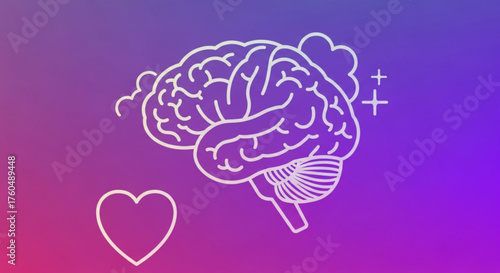 Illustration of a brain and a heart, representing the connection between the mind and emotions