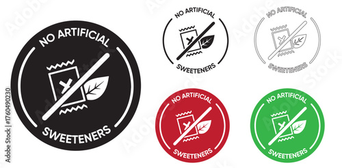 No Artificial Sweeteners Label – Sugar-Free and Clean Ingredient Badge. Ideal for healthy packaging, dietary branding, and clean ingredient marketing.