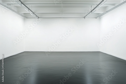 Photo blank white empty room contemporary gallery. Modern open space expo. Horizontal mockup of white gallery. 3d Render