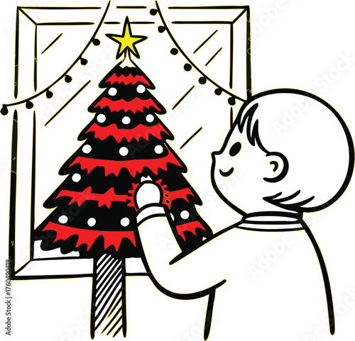girl with a christmas tree