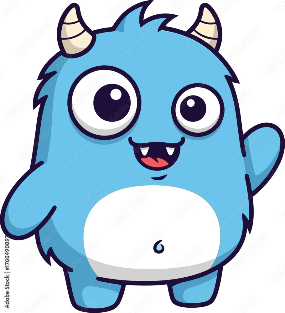 Fototapeta premium Whimsical blue cartoon monster peeking with wide eyes and a playful grin, perfect for children's designs and fun branding.