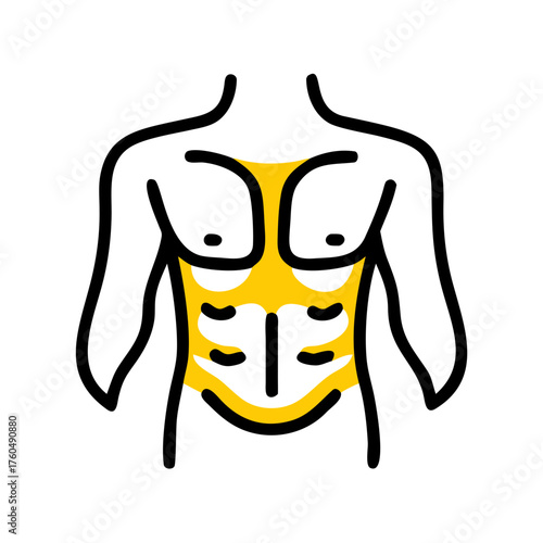Human Abdomen Icon Outline for Health Graphic