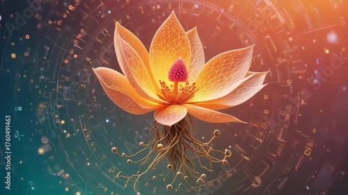 Neural Bloom Digital Flower - 4K Futuristic Nature Fusion for Sci-Fi Art & Tech Visuals