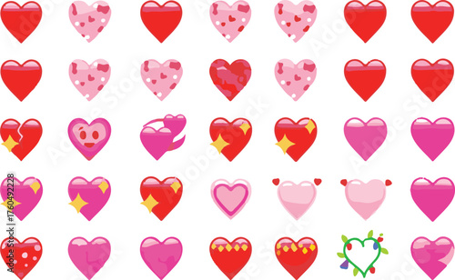 Heartfelt Collection: A vibrant assortment of hearts of different colors and designs, perfect for expressing love, affection, and various emotions. 