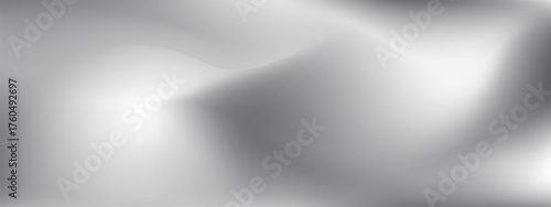 Abstract gradient wallpaper displaying silver and grey with luminous waves. Soft blur, gentle blends, subtle transitions form metallic effect. Vector chrome texture pattern.