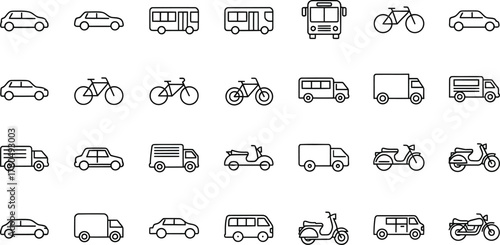 Collection of Transport Icons for Road Travel