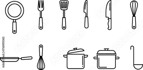 Collection of Kitchen Utensils and Cookware Icons