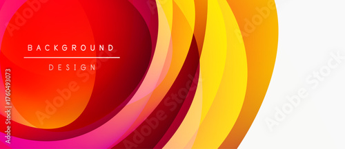 Abstract vibrant layers create dynamic background. Red, orange, yellow hues blend smoothly, offering modern aesthetic. Minimalist text present.